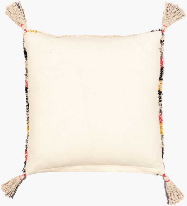 Surya Nador 18"X18" Handmade Cotton Accent Pillow With Exotic Global Print For Bohemian Home Decor Black Cotton,Cotton Nao002-1818p