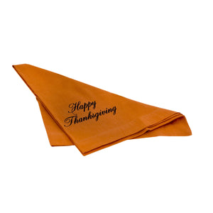 Happy Thanksgiving 20x20 Napkin - Dyed Rust Cotton Sheeting NAPKN02 Elk Home