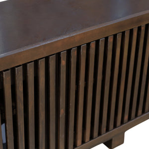 Origins Nara Japandi Low Profile Wood Tv Console with Slatted Doors for Large Living Rooms RW8020