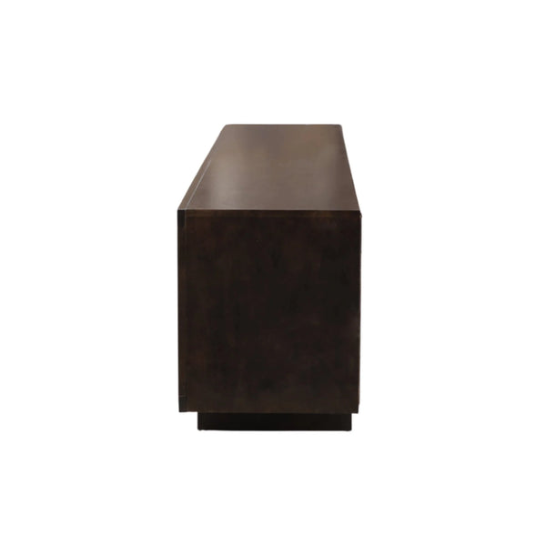 Origins Nara Japandi Low Profile Wood Tv Console with Slatted Doors for Large Living Rooms RW8020