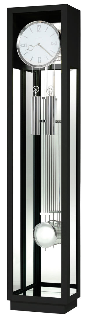 Hekman Furniture 611258 Whitelock Ii Modern Black Grandfather Clock With Polished Chrome Details & Illuminated Case Gloss Black Whitelock Ii Grandfather Clock 611258