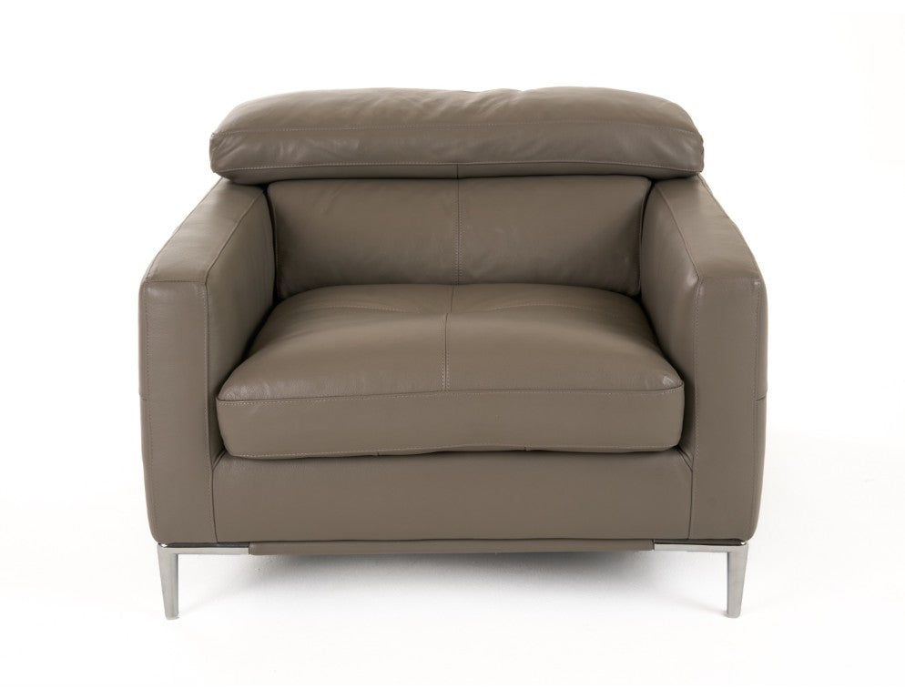 VIG Furniture Natalia Modern Dark Grey Leather Chair With Tuxedo Silhouette, Tufted Cushions & Adjustable Headrests VGKK1281X-DKGRY-CH