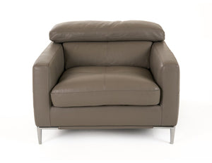 VIG Furniture Natalia Modern Dark Grey Leather Chair With Tuxedo Silhouette, Tufted Cushions & Adjustable Headrests VGKK1281X-DKGRY-CH