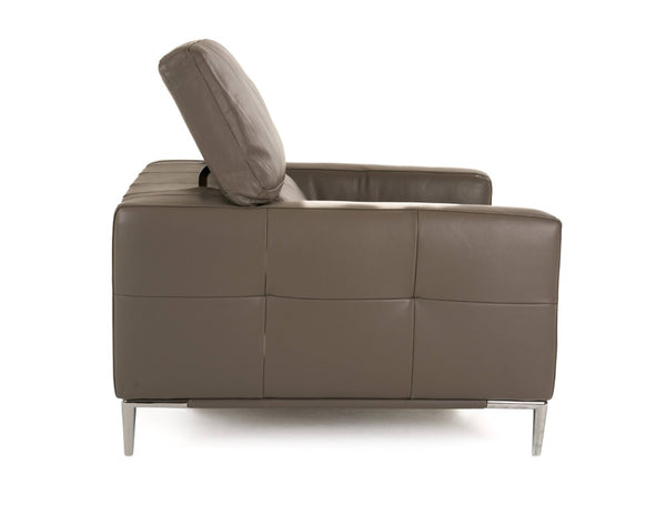 VIG Furniture Natalia Modern Dark Grey Leather Chair With Tuxedo Silhouette, Tufted Cushions & Adjustable Headrests VGKK1281X-DKGRY-CH