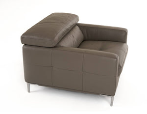 VIG Furniture Natalia Modern Dark Grey Leather Chair With Tuxedo Silhouette, Tufted Cushions & Adjustable Headrests VGKK1281X-DKGRY-CH
