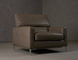 VIG Furniture Natalia Modern Dark Grey Leather Chair With Tuxedo Silhouette, Tufted Cushions & Adjustable Headrests VGKK1281X-DKGRY-CH