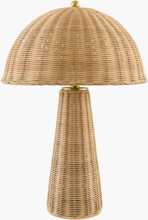 Surya Naves 23" Tall Rattan Accent Table Lamp - Classic Elegance Meets Modern Ambiance For Your Home Body, Beige,Shade, Beige,Finial, Metallic ,Brass,Harp, Metallic ,Brass,Cord, Translucent Rattan,Rattan,Rattan,Iron Nav-001
