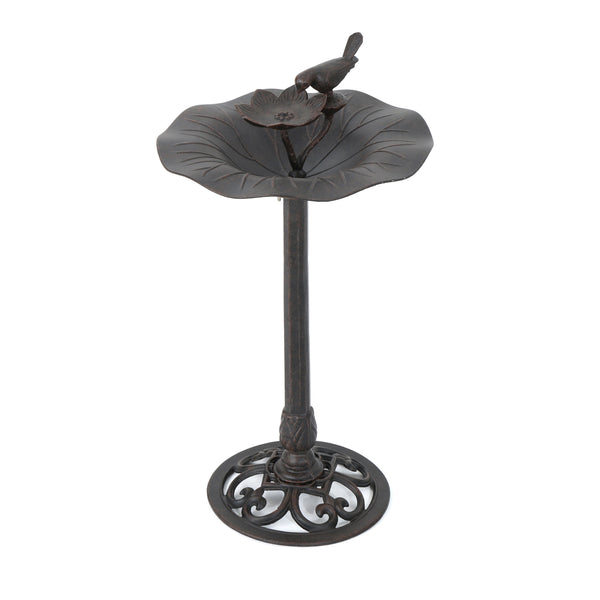 English Elm Christopher Knight Home® - e Elegant Lancaster Outdoor Aluminum & Iron Bird Bath Bronze — Durable Stable Base, Detailed Concave Bowl for Garden Charm and Wildlife Appeal 61696.00BZE