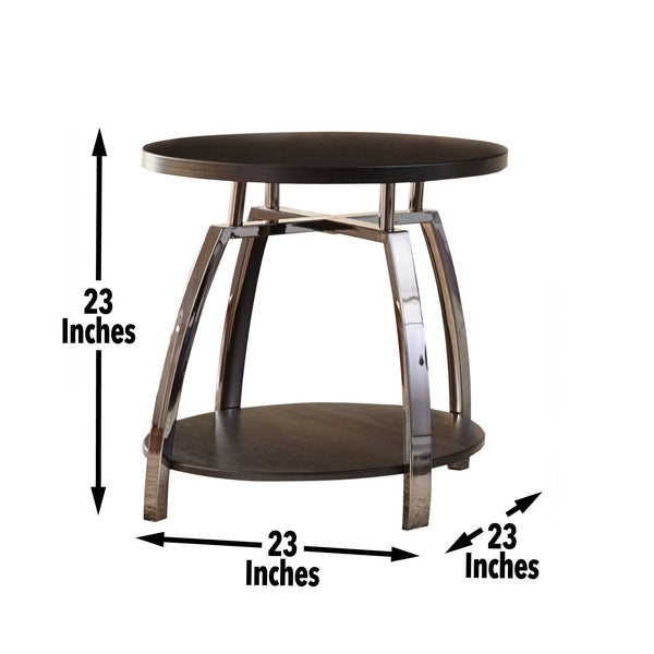 English Elm Steve Silver - Coham Brown 3-Piece Steel Table Set with Casters & Bottom Shelf – Mobile Cocktail & Storage Solution B081S00436