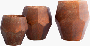 Surya Nayla Decorative Glass Candleholder Set - Unique Traditional Accent For Home Decor & Charm Metallic ,Copper Glass Nay004-set