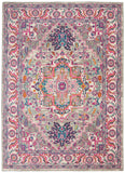 Nourison Passion PSN20 Machine Made Power-loomed Floral Border Indoor Only Bohemian  Rug Light Grey,Pink, Grey and Pink 100% Polypropylene 99446486745