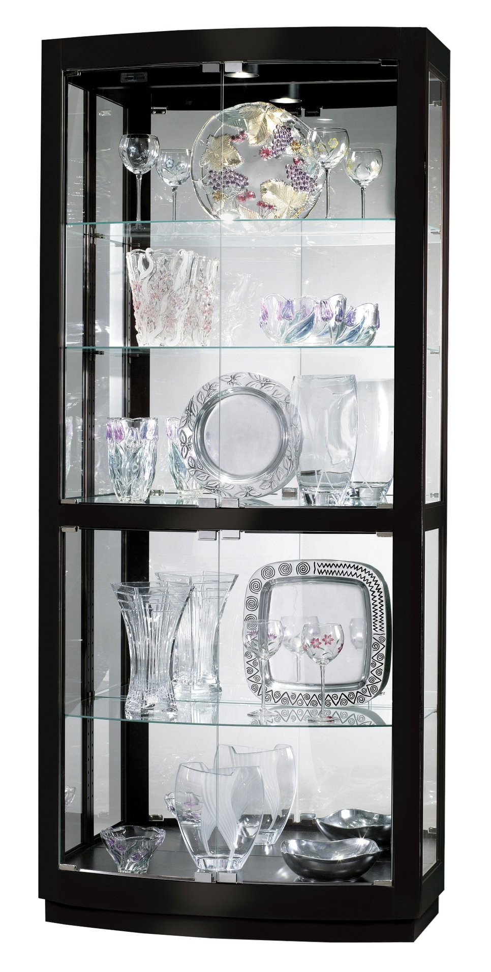 Hekman Furniture 680678 Bradington Iv Curio Cabinet - Elegant Adjustable Display With Lighting & Curved Glass Doors Gloss Black Bradington Iv Curio Cabinet 680678
