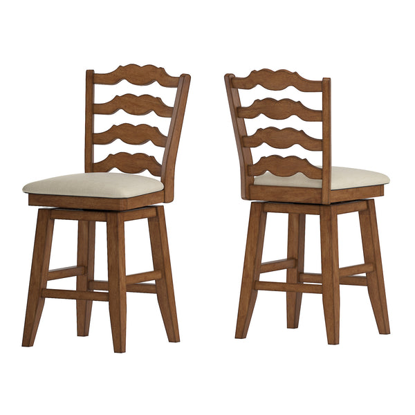 Homelegance By Top-Line Juliette French Ladder Back Counter Height Swivel Stool Oak Rubberwood