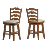 Homelegance By Top-Line Juliette French Ladder Back Counter Height Swivel Stool Oak Rubberwood