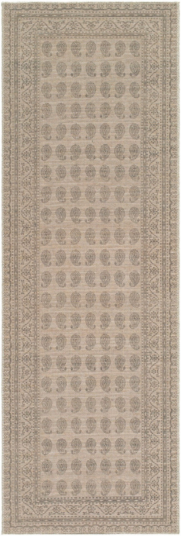 Livabliss Alo Machine Woven Jute Polyester Accent Rug Traditional Pattern for Entryways Bedside Medium Gray, Wh 2'7" x 7'10" NBAL2301-27710