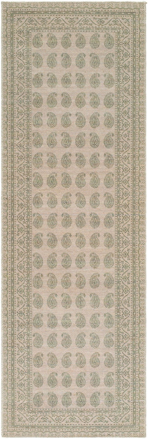 Livabliss Alo Turkish Woven Jute Polyester Accent Rug Low Pile Geometric Pattern Entryway Medium Green, W 2'7" x 7'10" NBAL2302-27710