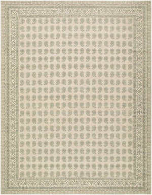 Livabliss Alo Turkish Woven Jute Polyester Accent Rug Low Pile Geometric Pattern Entryway Medium Green, W 6'7" x 9' NBAL2302-679
