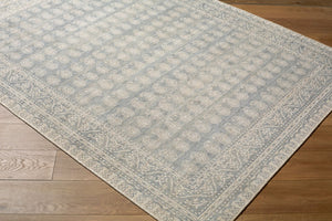 Livabliss Alo Turkish Flatweave Jute Blend Rug Low Pile Traditional Pattern for Modern Spaces Sky Blue, White 7'10" x 10' NBAL2303-71010