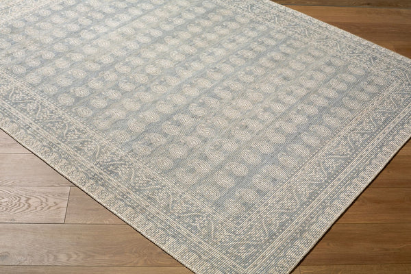 Livabliss Alo Turkish Flatweave Jute Blend Rug Low Pile Traditional Pattern for Modern Spaces Sky Blue, White 7'10" x 10' NBAL2303-71010