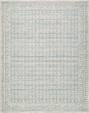 Livabliss Alo Turkish Flatweave Jute Blend Rug Low Pile Traditional Pattern for Modern Spaces Sky Blue, White 7'10" x 10' NBAL2303-71010