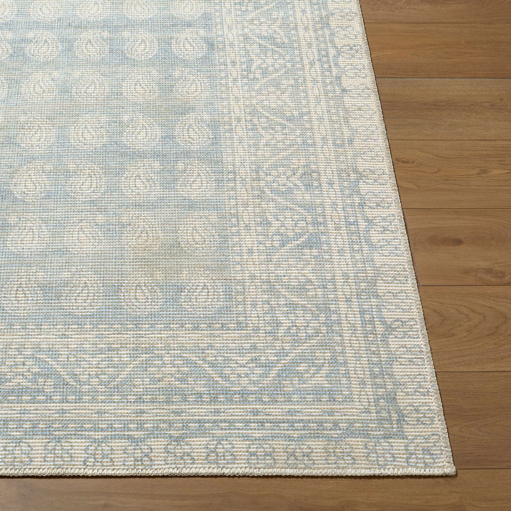 Livabliss Alo Turkish Flatweave Jute Blend Rug Low Pile Traditional Pattern for Modern Spaces Sky Blue, White 7'10" x 10' NBAL2303-71010