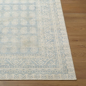Livabliss Alo Turkish Flatweave Jute Blend Rug Low Pile Traditional Pattern for Modern Spaces Sky Blue, White 7'10" x 10' NBAL2303-71010