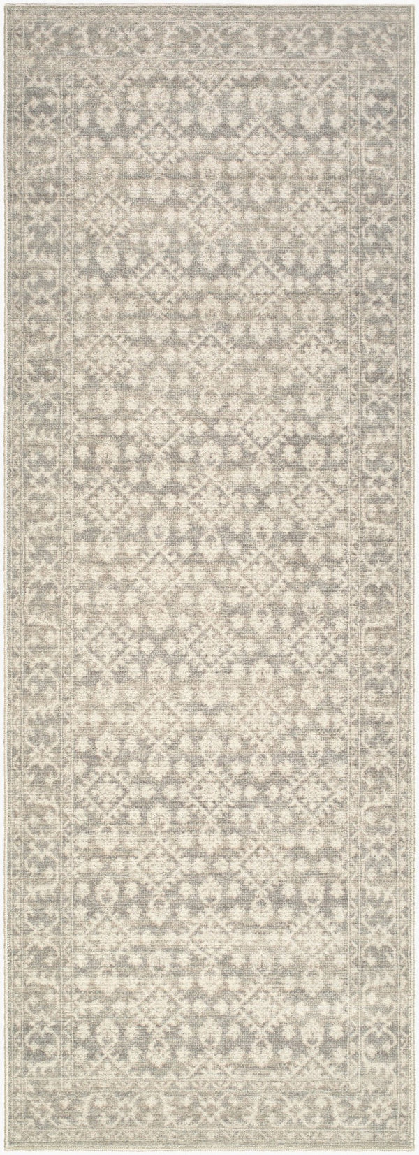 Livabliss Aram Machine Woven Polyester Accent Rug Traditional Motifs for Entryway or Bedside Charcoal, Beige 2'6" x 7'3" NBAR2301-2673