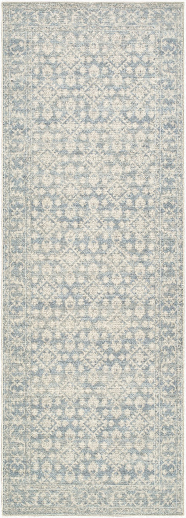 Livabliss Aram Medallion Accent Rug Machine Woven Polyester for Entryway Bathroom or Bedside Denim, Beige 2'6" x 7'3" NBAR2302-2673