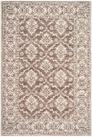 Livabliss Aram Machine Woven Turkish Accent Rug Cotton Polyester Blend for Entryways and Halls Dark Brown, Oat 1'10" x 2'11" NBAR2306-2211