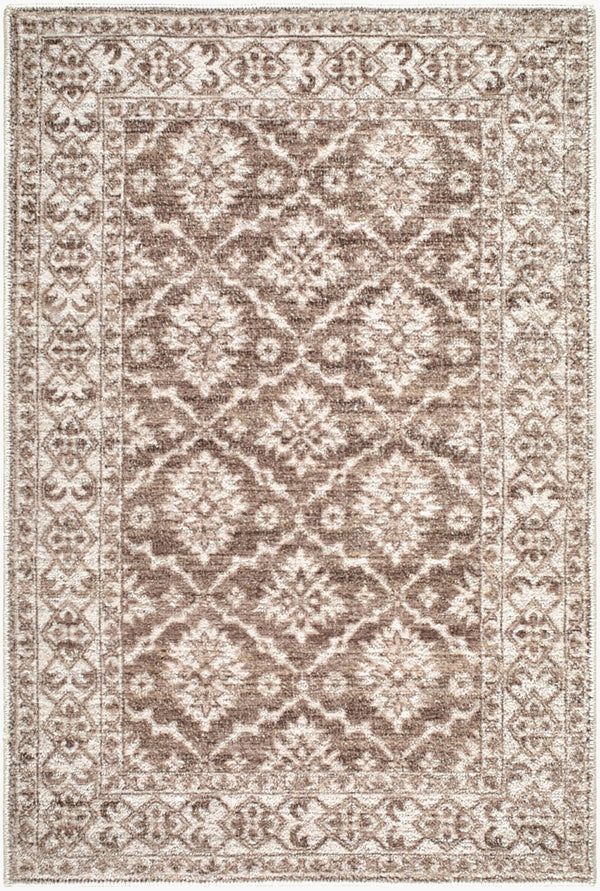 Livabliss Aram Machine Woven Turkish Accent Rug Cotton Polyester Blend for Entryways and Halls Dark Brown, Oat 1'10" x 2'11" NBAR2306-2211
