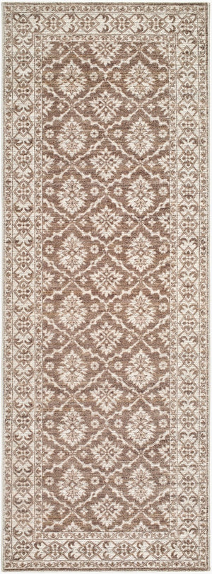 Livabliss Aram Machine Woven Turkish Accent Rug Cotton Polyester Blend for Entryways and Halls Dark Brown, Oat 2'6" x 7'3" NBAR2306-2673
