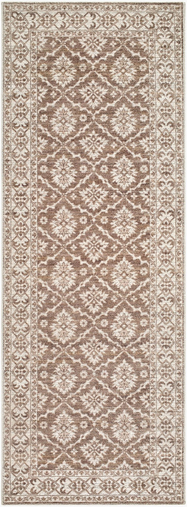 Livabliss Aram Machine Woven Turkish Accent Rug Cotton Polyester Blend for Entryways and Halls Dark Brown, Oat 2'6" x 7'3" NBAR2306-2673