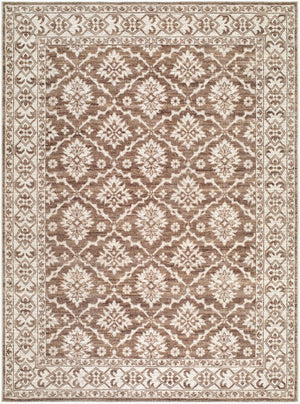 Livabliss Aram Machine Woven Turkish Accent Rug Cotton Polyester Blend for Entryways and Halls Dark Brown, Oat 5'2" x 7' NBAR2306-527