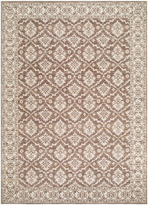 Livabliss Aram Machine Woven Turkish Accent Rug Cotton Polyester Blend for Entryways and Halls Dark Brown, Oat 6'6" x 9' NBAR2306-669