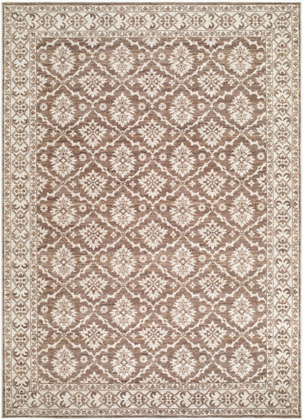Livabliss Aram Machine Woven Turkish Accent Rug Cotton Polyester Blend for Entryways and Halls Dark Brown, Oat 6'6" x 9' NBAR2306-669