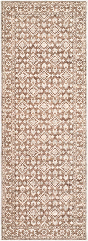 Livabliss Aram Machine Woven Polyester Accent Rug with Medallion Pattern for Entryways Dark Brown, Oat 2'6" x 7'3" NBAR2307-2673