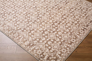 Livabliss Aram Machine Woven Polyester Accent Rug with Medallion Pattern for Entryways Dark Brown, Oat 6'6" x 9' NBAR2307-669