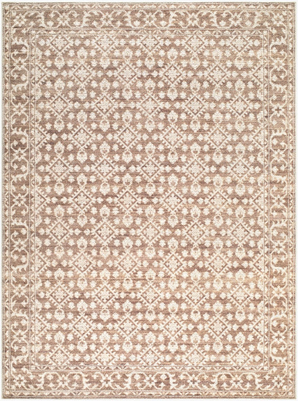 Livabliss Aram Machine Woven Polyester Accent Rug with Medallion Pattern for Entryways Dark Brown, Oat 9'1" x 12' NBAR2307-9112