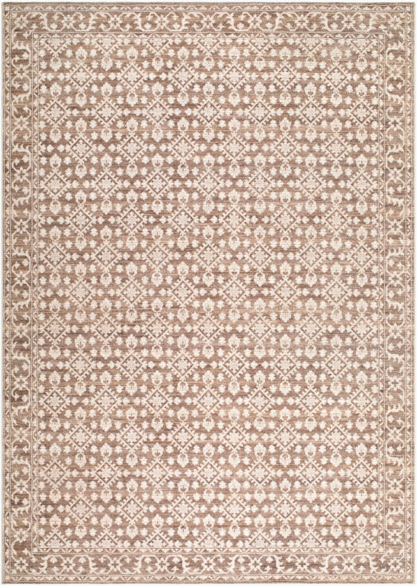 Livabliss Aram Machine Woven Polyester Accent Rug with Medallion Pattern for Entryways Dark Brown, Oat 6'6" x 9' NBAR2307-669