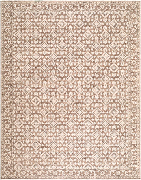 Livabliss Aram Machine Woven Polyester Accent Rug with Medallion Pattern for Entryways Dark Brown, Oat 7'9" x 10' NBAR2307-7910