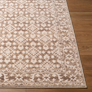 Livabliss Aram Machine Woven Polyester Accent Rug with Medallion Pattern for Entryways Dark Brown, Oat 6'6" x 9' NBAR2307-669