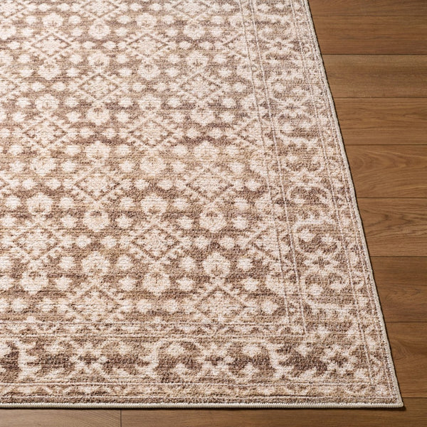 Livabliss Aram Machine Woven Polyester Accent Rug with Medallion Pattern for Entryways Dark Brown, Oat 6'6" x 9' NBAR2307-669