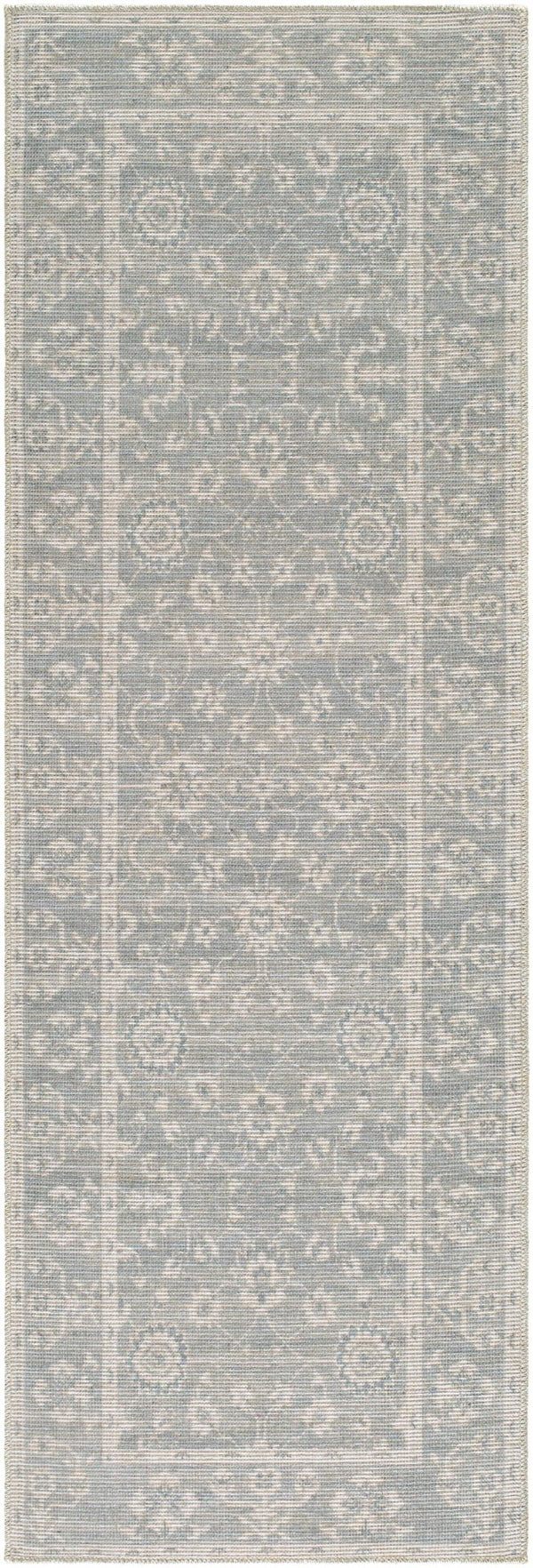 Livabliss Asha Jute Polyester Blend Traditional Area Rug Machine Woven Entryway Kitchen Accent Sky Blue, White 2'7" x 7'10" NBAS2302-27710