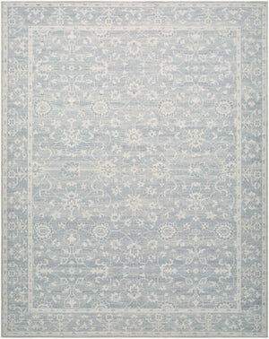 Livabliss Asha Jute Polyester Blend Traditional Area Rug Machine Woven Entryway Kitchen Accent Sky Blue, White 6'7" x 9' NBAS2302-679