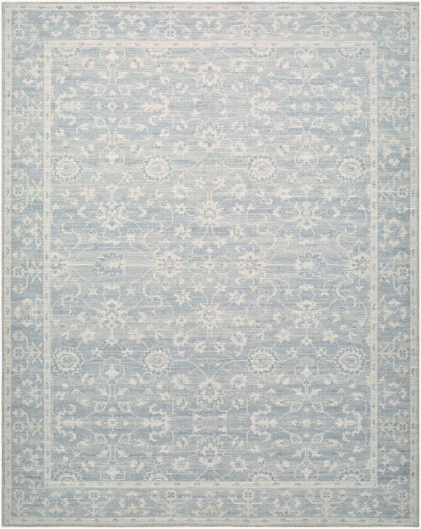 Livabliss Asha Jute Polyester Blend Traditional Area Rug Machine Woven Entryway Kitchen Accent Sky Blue, White 6'7" x 9' NBAS2302-679