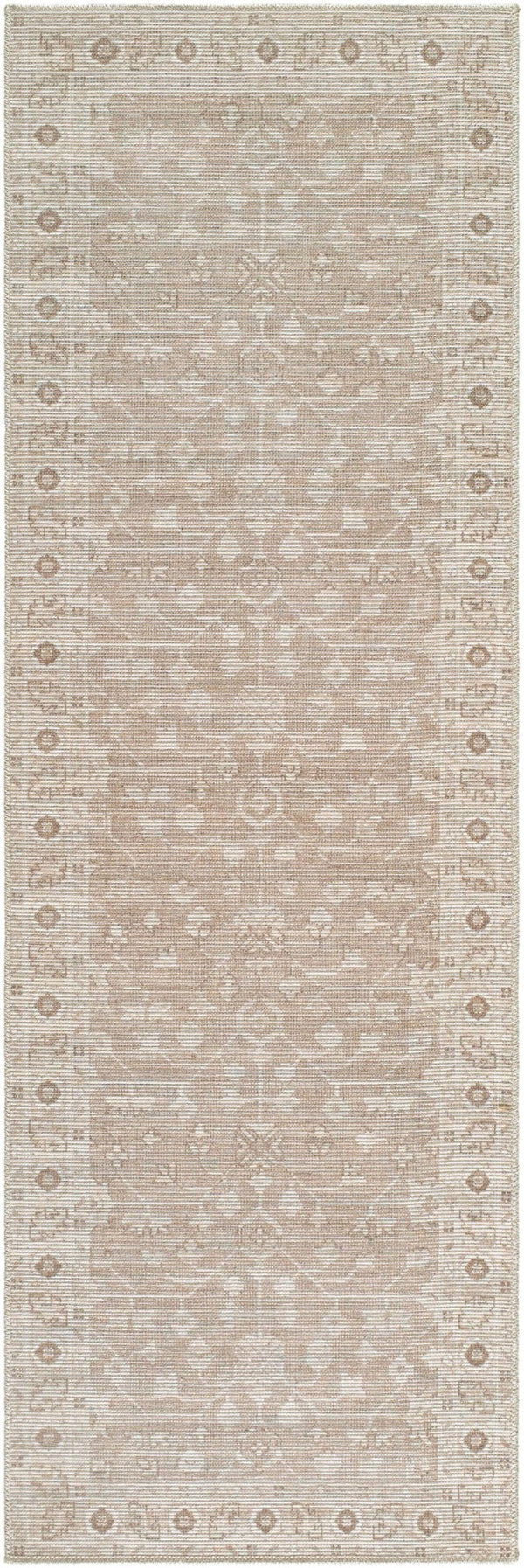 Livabliss Asha Traditional Patterned Polyester Jute Accent Rug for Entryways and Hallways Taupe, White 2'7" x 7'10" NBAS2303-27710