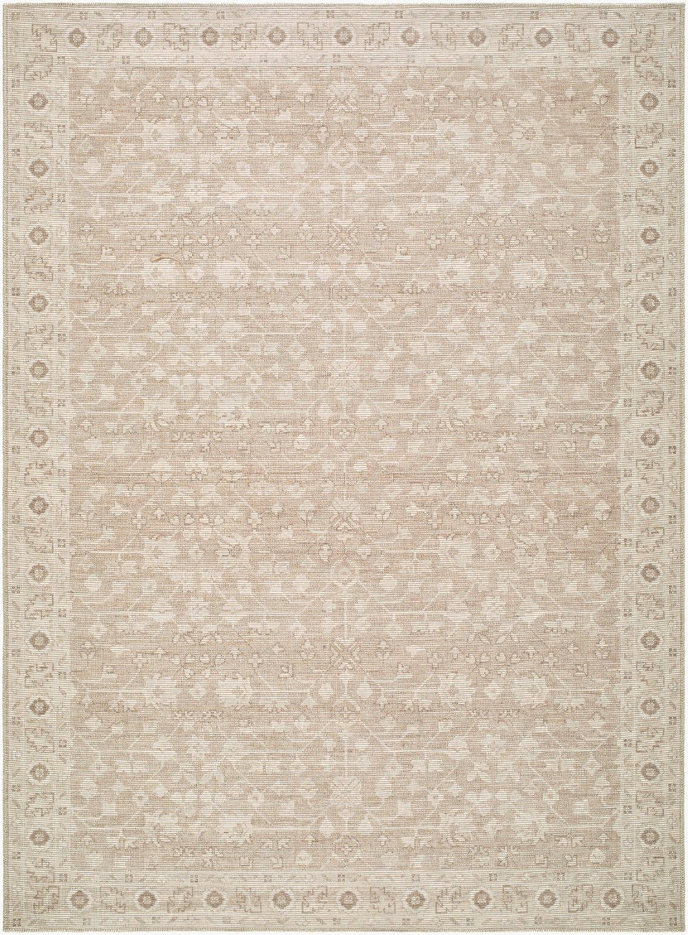 Livabliss Asha Traditional Patterned Polyester Jute Accent Rug for Entryways and Hallways Taupe, White 5'3" x 7' NBAS2303-537
