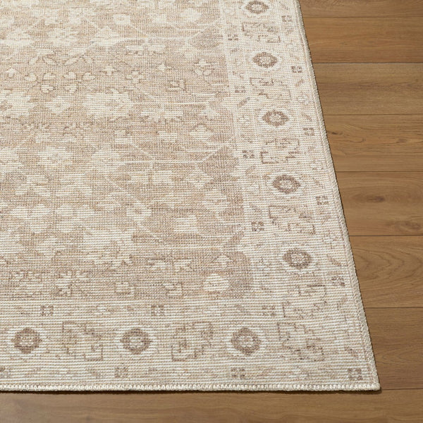 Livabliss Asha Traditional Patterned Polyester Jute Accent Rug for Entryways and Hallways Taupe, White 5'3" x 7' NBAS2303-537