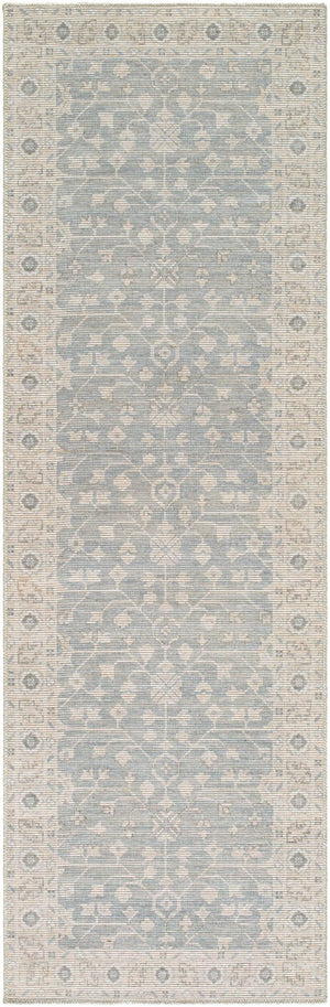 Livabliss Asha Traditional Polyester Jute Area Rug for Entryway Bedroom Low Pile Turkish Woven Sky Blue, White 2'7" x 7'10" NBAS2304-27710