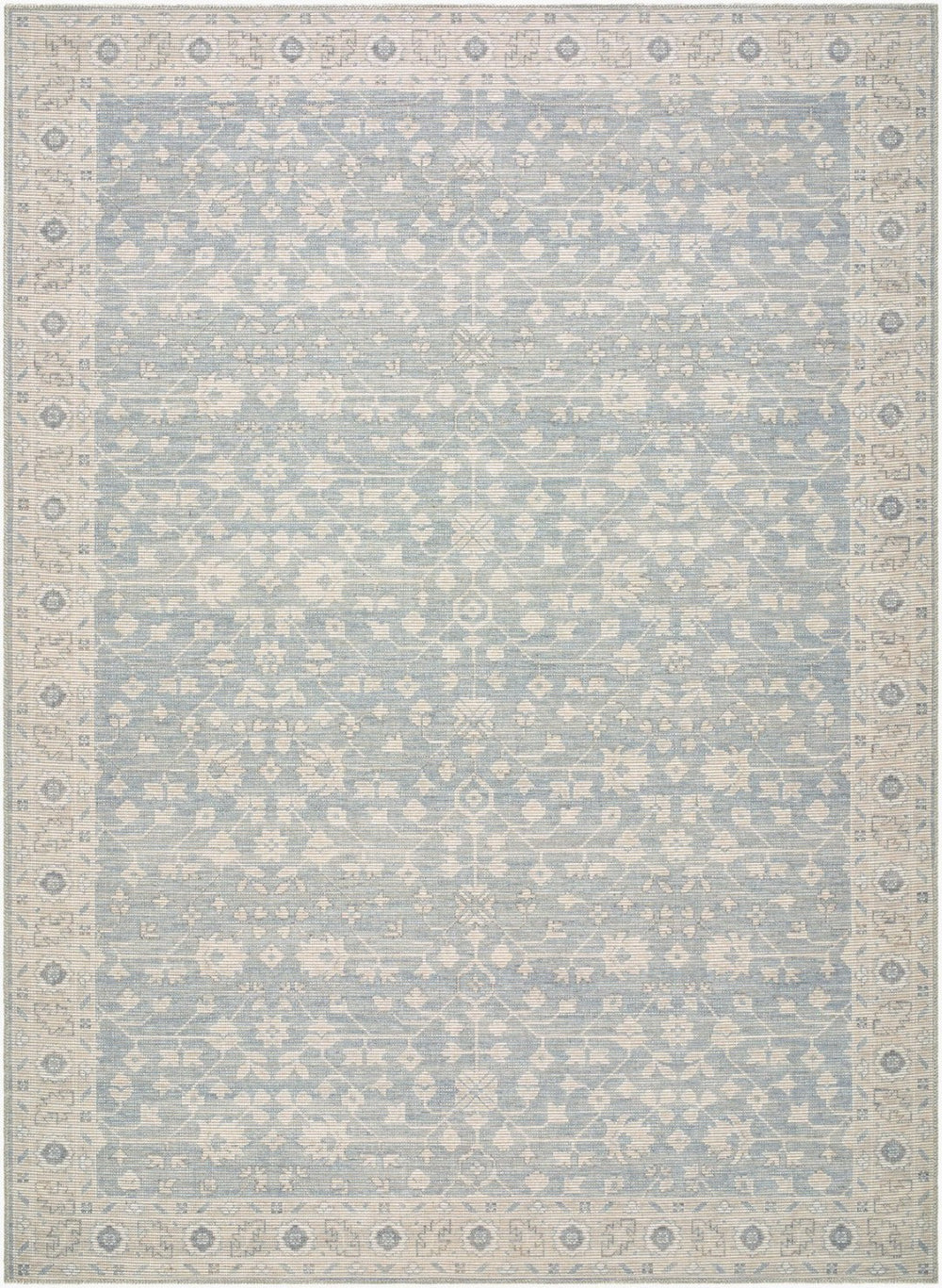 Livabliss Asha Traditional Polyester Jute Area Rug for Entryway Bedroom Low Pile Turkish Woven Sky Blue, White 9'1" x 12' NBAS2304-9112